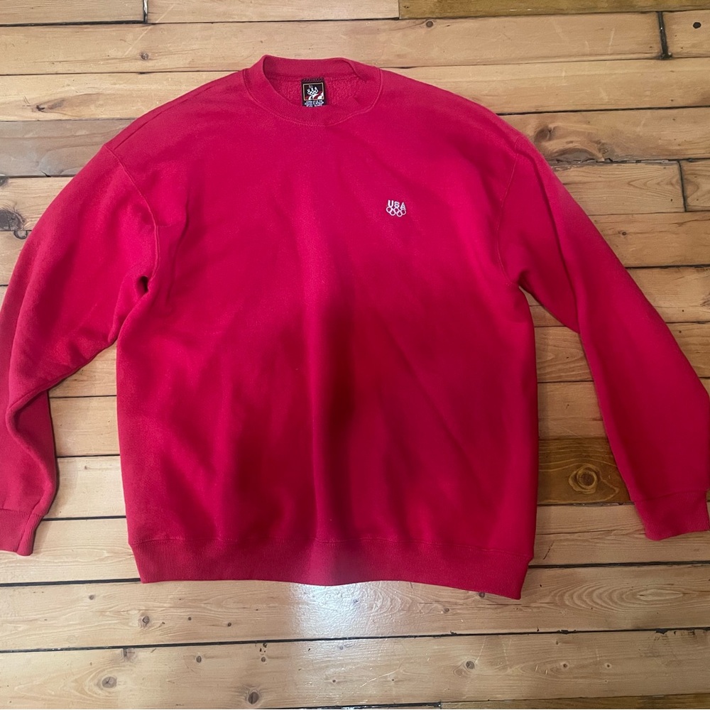 Vintage JC Penney USA Olympics Sweatshirt XXLT Made in USA 90s Crewneck - Red
